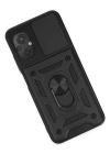 Newface Xiaomi Poco M5 Kılıf Pars Lens Yüzüklü Silikon - Siyah