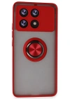 Newface Xiaomi Poco X6 Pro Kılıf Montreal Yüzüklü Silikon Kapak - Kırmızı