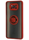 Newface Xiaomi Pocophone X3 Kılıf Montreal Yüzüklü Silikon Kapak - Kırmızı