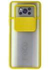 Newface Xiaomi Pocophone X3 Kılıf Palm Buzlu Kamera Sürgülü Silikon - Sarı