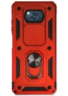 Newface Xiaomi Pocophone X3 Kılıf Pars Lens Yüzüklü Silikon - Kırmızı