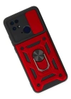 Newface Xiaomi Redmi 10C Kılıf Pars Lens Yüzüklü Silikon - Kırmızı