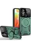 Newface Xiaomi Redmi 12C Kılıf Joy Lens Standlı Kapak - Koyu Yeşil