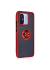 Newface Xiaomi Redmi 12C Kılıf Montreal Yüzüklü Silikon Kapak - Kırmızı