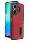 Newface Xiaomi Redmi 13 4G Kılıf Sara Kartvizitli Deri Kılıf - Kırmızı