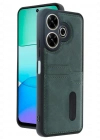 Newface Xiaomi Redmi 13 4G Kılıf Sara Kartvizitli Deri Kılıf - Koyu Yeşil