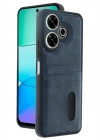 Newface Xiaomi Redmi 13 4G Kılıf Sara Kartvizitli Deri Kılıf - Lacivert