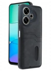 Newface Xiaomi Redmi 13 4G Kılıf Sara Kartvizitli Deri Kılıf - Siyah