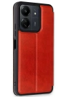 Newface Xiaomi Redmi 13C Kılıf Flip Cover - Kırmızı