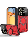 Newface Xiaomi Redmi 13C Kılıf Joy Lens Standlı Kapak - Kırmızı