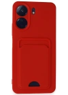 Newface Xiaomi Redmi 13C Kılıf Kelvin Kartvizitli Silikon - Kırmızı