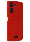 Newface Xiaomi Redmi 13C Kılıf Kelvin Kartvizitli Silikon - Kırmızı