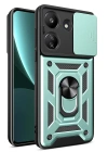 Newface Xiaomi Redmi 13C Kılıf Pars Lens Yüzüklü Silikon - Yeşil