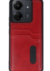 Newface Xiaomi Redmi 13C Kılıf Sara Kartvizitli Deri Kılıf - Kırmızı
