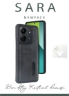 Newface Xiaomi Redmi 13C Kılıf Sara Kartvizitli Deri Kılıf - Taba