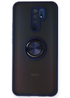 Newface Xiaomi Redmi 9 Kılıf Montreal Yüzüklü Silikon Kapak - Lacivert