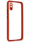 Newface Xiaomi Redmi 9A Kılıf Miami Şeffaf Silikon - Kırmızı