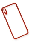 Newface Xiaomi Redmi 9A Kılıf Miami Şeffaf Silikon - Kırmızı