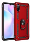 Newface Xiaomi Redmi 9A Kılıf Sofya Yüzüklü Silikon Kapak - Kırmızı