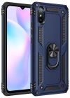 Newface Xiaomi Redmi 9A Kılıf Sofya Yüzüklü Silikon Kapak - Lacivert