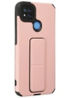 Newface Xiaomi Redmi 9C Kılıf Mega Standlı Silikon - Pudra