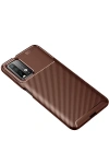 Newface Xiaomi Redmi 9T Kılıf Auto Focus Karbon Kapak - Kahverengi