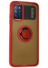 Newface Xiaomi Redmi 9T Kılıf Montreal Yüzüklü Silikon Kapak - Kırmızı