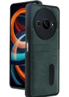 Newface Xiaomi Redmi A3 4G Kılıf Sara Kartvizitli Deri Kılıf - Koyu Yeşil