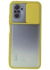 Newface Xiaomi Redmi Note 10 Kılıf Palm Buzlu Kamera Sürgülü Silikon - Sarı
