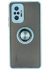 Newface Xiaomi Redmi Note 10 Pro Kılıf Montreal Yüzüklü Silikon Kapak - Buz Mavi