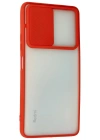 Newface Xiaomi Redmi Note 10 Pro Kılıf Palm Buzlu Kamera Sürgülü Silikon - Kırmızı