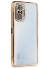Newface Xiaomi Redmi Note 10 Pro Kılıf Razer Lensli Silikon - Gold