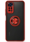 Newface Xiaomi Redmi Note 11 Kılıf Montreal Yüzüklü Silikon Kapak - Kırmızı