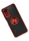 Newface Xiaomi Redmi Note 11 Kılıf Montreal Yüzüklü Silikon Kapak - Kırmızı