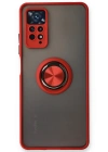 Newface Xiaomi Redmi Note 11 Pro Kılıf Montreal Yüzüklü Silikon Kapak - Kırmızı