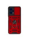 Newface Xiaomi Redmi Note 12 4G Kılıf Pars Lens Yüzüklü Silikon - Kırmızı