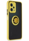 Newface Xiaomi Redmi Note 12 5G Kılıf Montreal Yüzüklü Silikon Kapak - Sarı