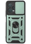 Newface Xiaomi Redmi Note 12 5G Kılıf Pars Lens Yüzüklü Silikon - Yeşil