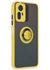 Newface Xiaomi Redmi Note 12S Kılıf Montreal Yüzüklü Silikon Kapak - Sarı