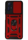 Newface Xiaomi Redmi Note 12S Kılıf Pars Lens Yüzüklü Silikon - Kırmızı