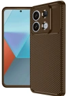 Newface Xiaomi Redmi Note 13 Pro 4G Kılıf Auto Focus Karbon Kapak - Kahverengi