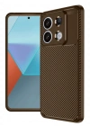 Newface Xiaomi Redmi Note 13 Pro 4G Kılıf Auto Focus Karbon Kapak - Kahverengi