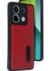 Newface Xiaomi Redmi Note 13 Pro 4G Kılıf Sara Kartvizitli Deri Kılıf - Kırmızı