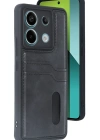 Newface Xiaomi Redmi Note 13 Pro 4G Kılıf Sara Kartvizitli Deri Kılıf - Siyah