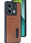 Newface Xiaomi Redmi Note 13 Pro 4G Kılıf Sara Kartvizitli Deri Kılıf - Taba