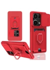 Newface Xiaomi Redmi Note 13 Pro 4G Kılıf Zuma Kartvizitli Yüzüklü Silikon - Kırmızı