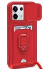 Newface Xiaomi Redmi Note 13 Pro 5G Kılıf Zuma Kartvizitli Yüzüklü Silikon - Kırmızı