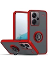 Newface Xiaomi Redmi Note 13 Pro Plus Kılıf Montreal Yüzüklü Silikon Kapak - Kırmızı