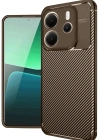 Newface Xiaomi Redmi Note 14 4G Kılıf Auto Focus Karbon Kapak - Kahverengi