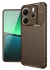 Newface Xiaomi Redmi Note 14 4G Kılıf Auto Focus Karbon Kapak - Kahverengi